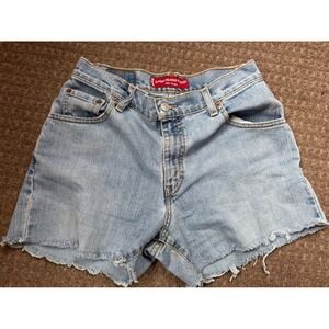 Levi's 550 Classic Relaxed Stretch Denim Jean Shorts Light Wash‎ Frayed Size 6